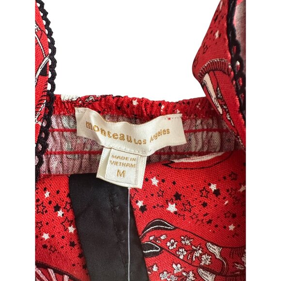 MONTEAU Red Western Crop Tank Top Size Medium NEW NWT - Picture 4 of 8